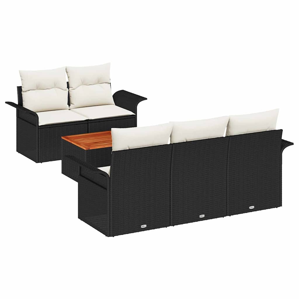 Gartensofa-set 6 stk. 5-Sitzanzahl Schwarz und Creme