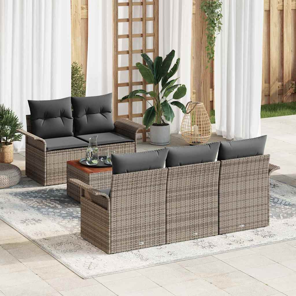 Gartensofa-set 6 stk. 5-Sitzanzahl Grau Poly-Rattan
