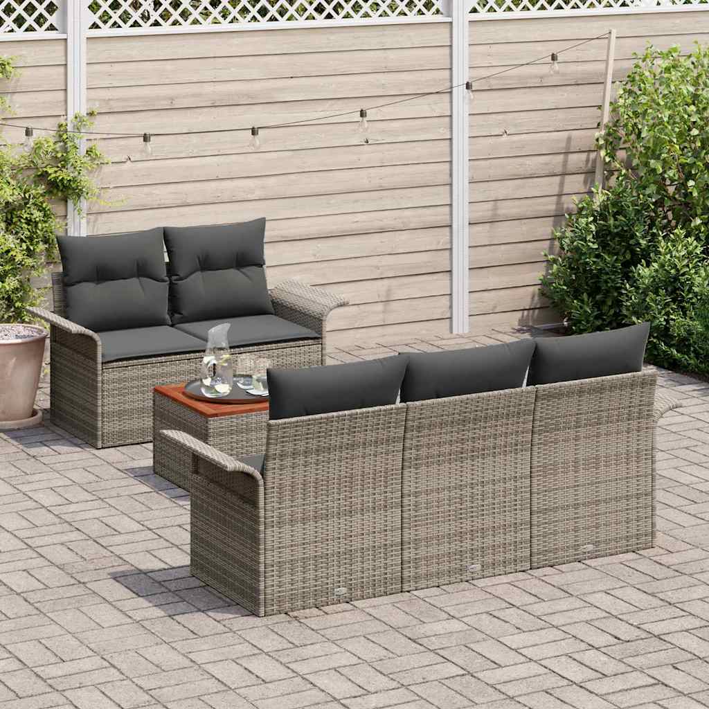 Gartensofa-set 6 stk. 5-Sitzanzahl Grau Poly-Rattan