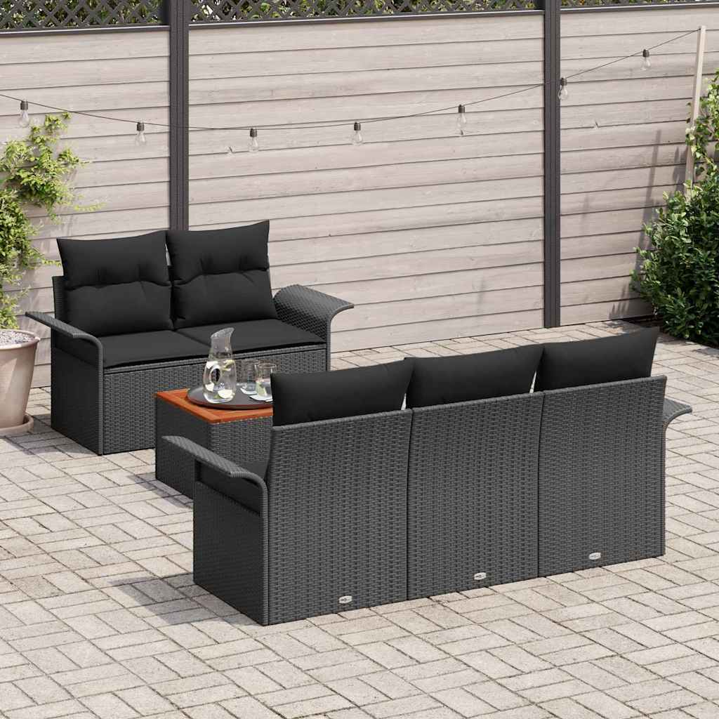 Gartensofa-set 6 stk. 5-Sitzanzahl Schwarz Poly-Rattan
