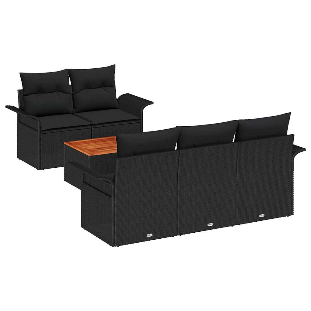 Gartensofa-set 6 stk. 5-Sitzanzahl Schwarz Poly-Rattan