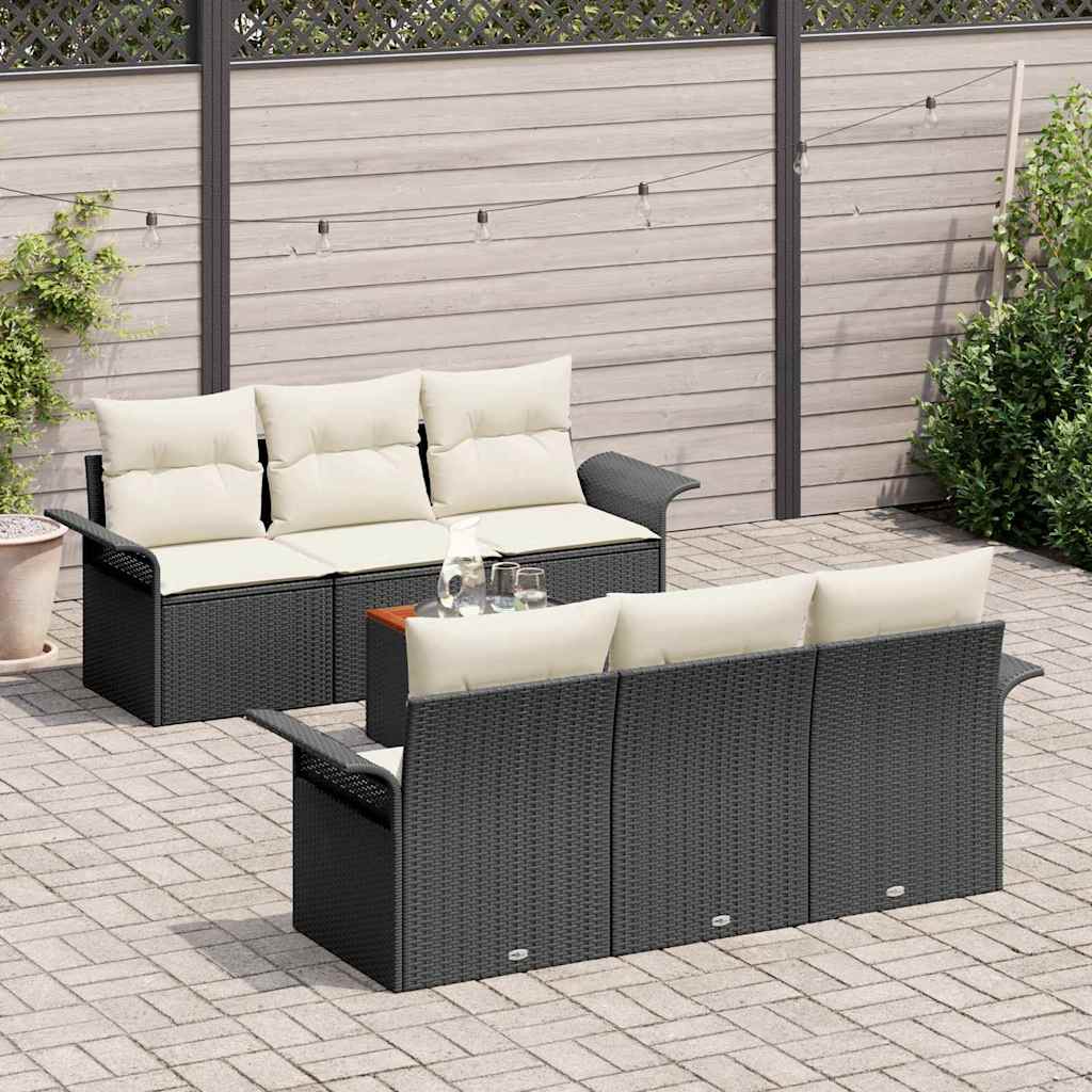 Gartensofa-set 7 stk. 6-Sitzanzahl Schwarz und Creme
