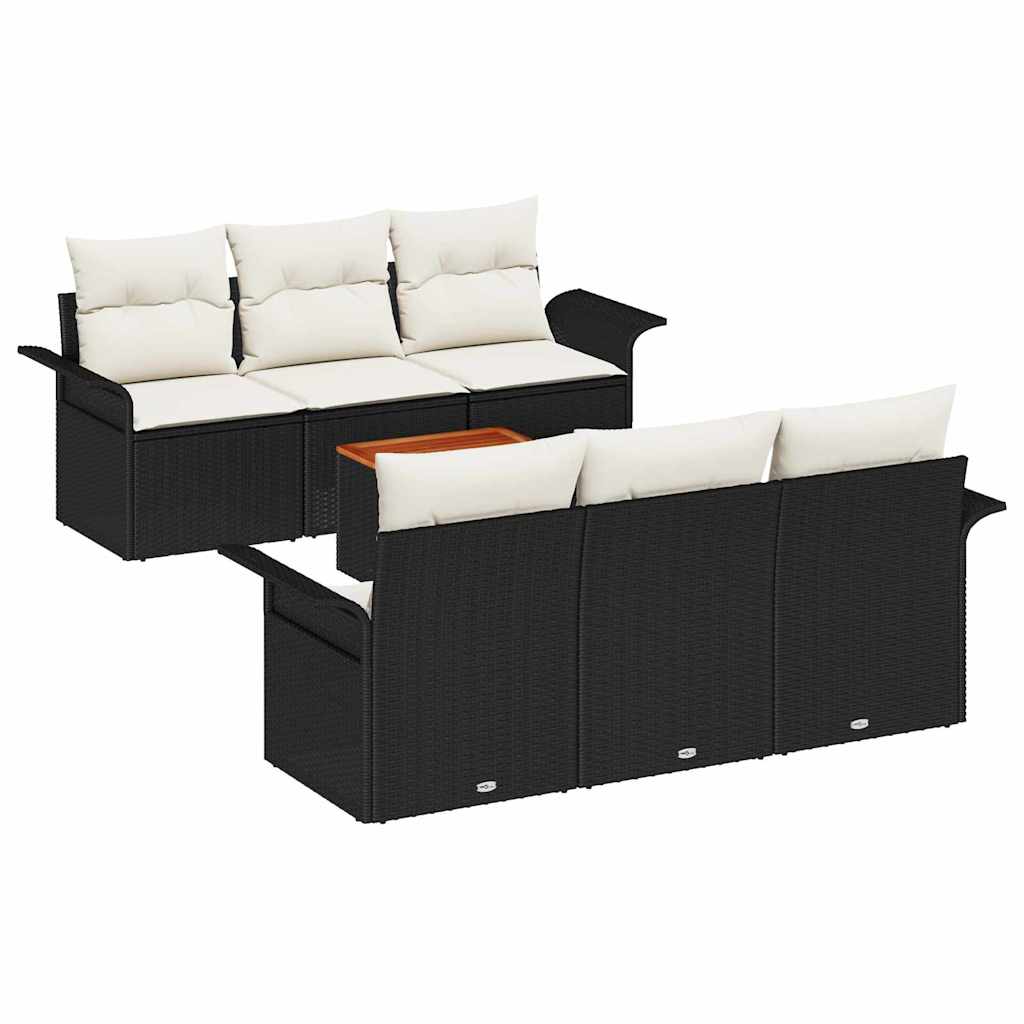 Gartensofa-set 7 stk. 6-Sitzanzahl Schwarz und Creme