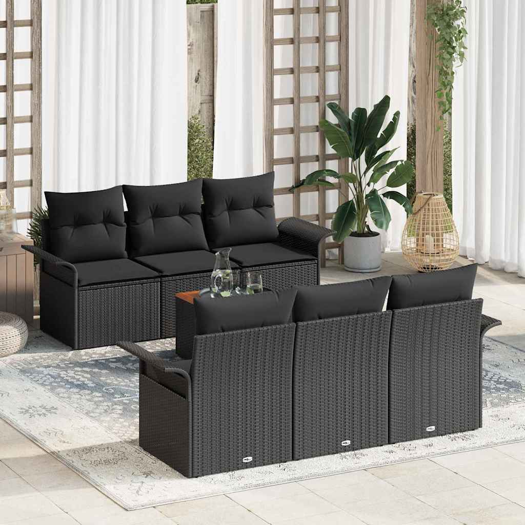 Gartensofa-set 7 stk. 6-Sitzanzahl Schwarz Poly-Rattan