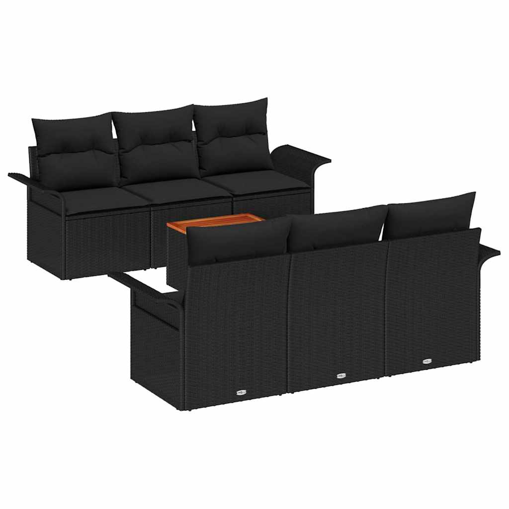 Gartensofa-set 7 stk. 6-Sitzanzahl Schwarz Poly-Rattan