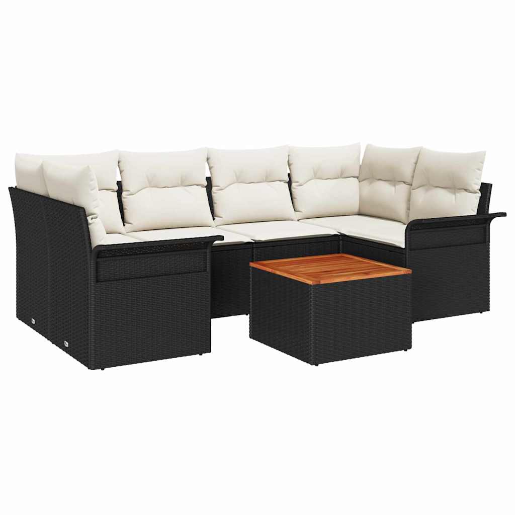 Gartensofa-set 7 stk. 6-Sitzanzahl Schwarz und Creme
