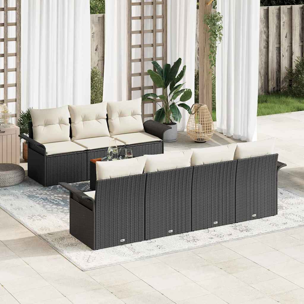 Gartensofa-set 8 stk. 7-Sitzanzahl Schwarz und Creme