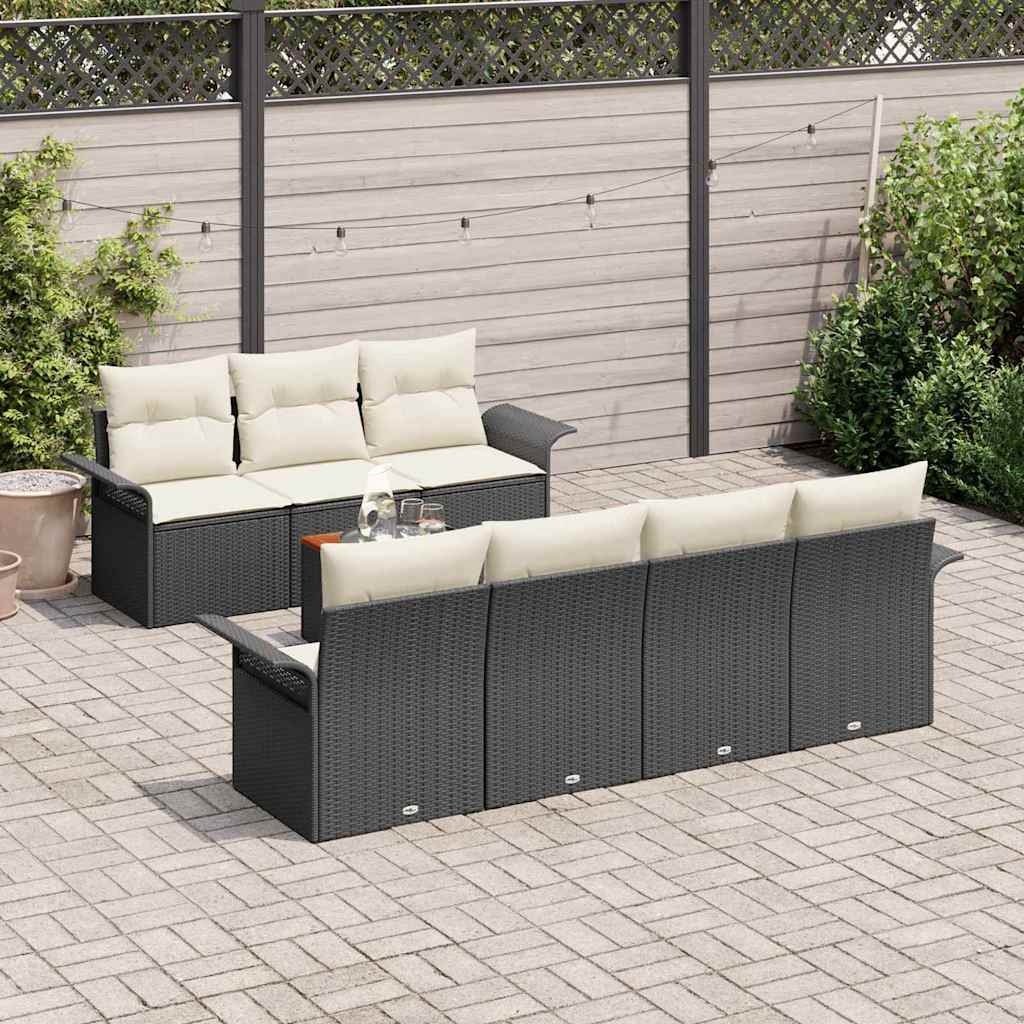 Gartensofa-set 8 stk. 7-Sitzanzahl Schwarz und Creme