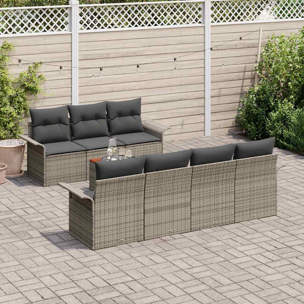 Gartensofa-set 8 stk. 7-Sitzanzahl Grau Poly-Rattan