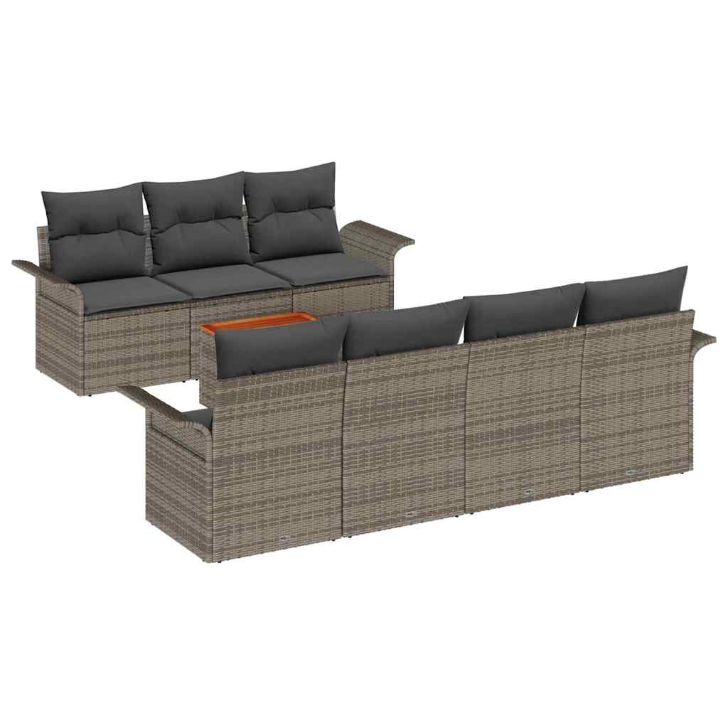 Gartensofa-set 8 stk. 7-Sitzanzahl Grau Poly-Rattan