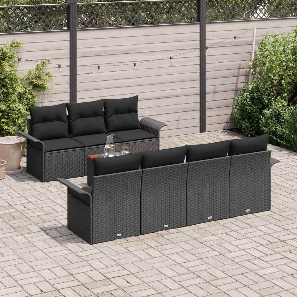 Gartensofa-set 8 stk. 7-Sitzanzahl Schwarz Poly-Rattan