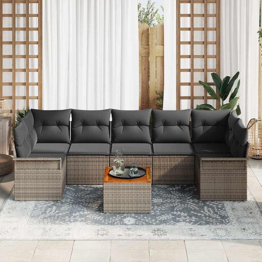 Gartensofa-set 8 stk. 7-Sitzanzahl Grau Poly-Rattan