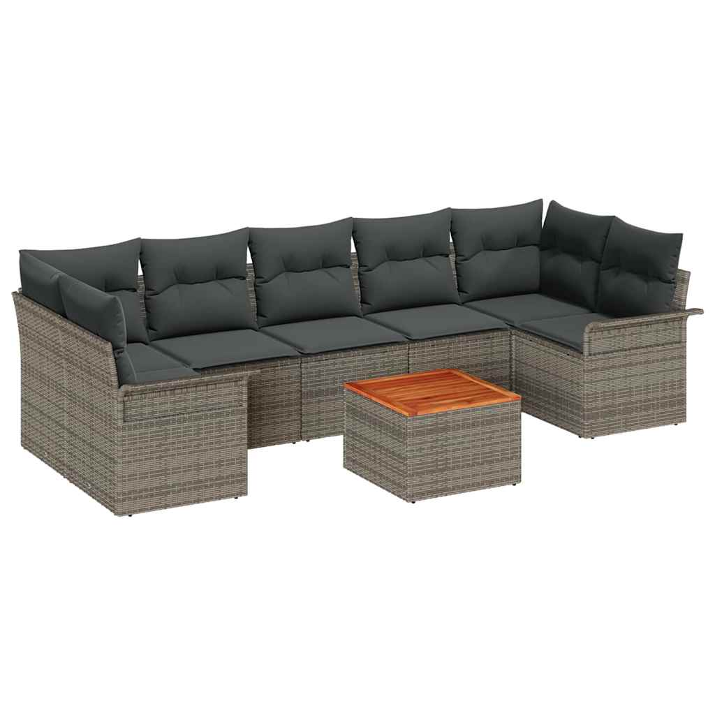 Gartensofa-set 8 stk. 7-Sitzanzahl Grau Poly-Rattan