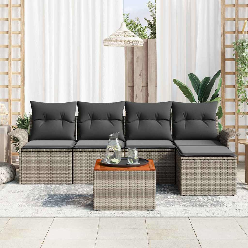 Gartensofa-set 6 stk. Grau Poly-Rattan