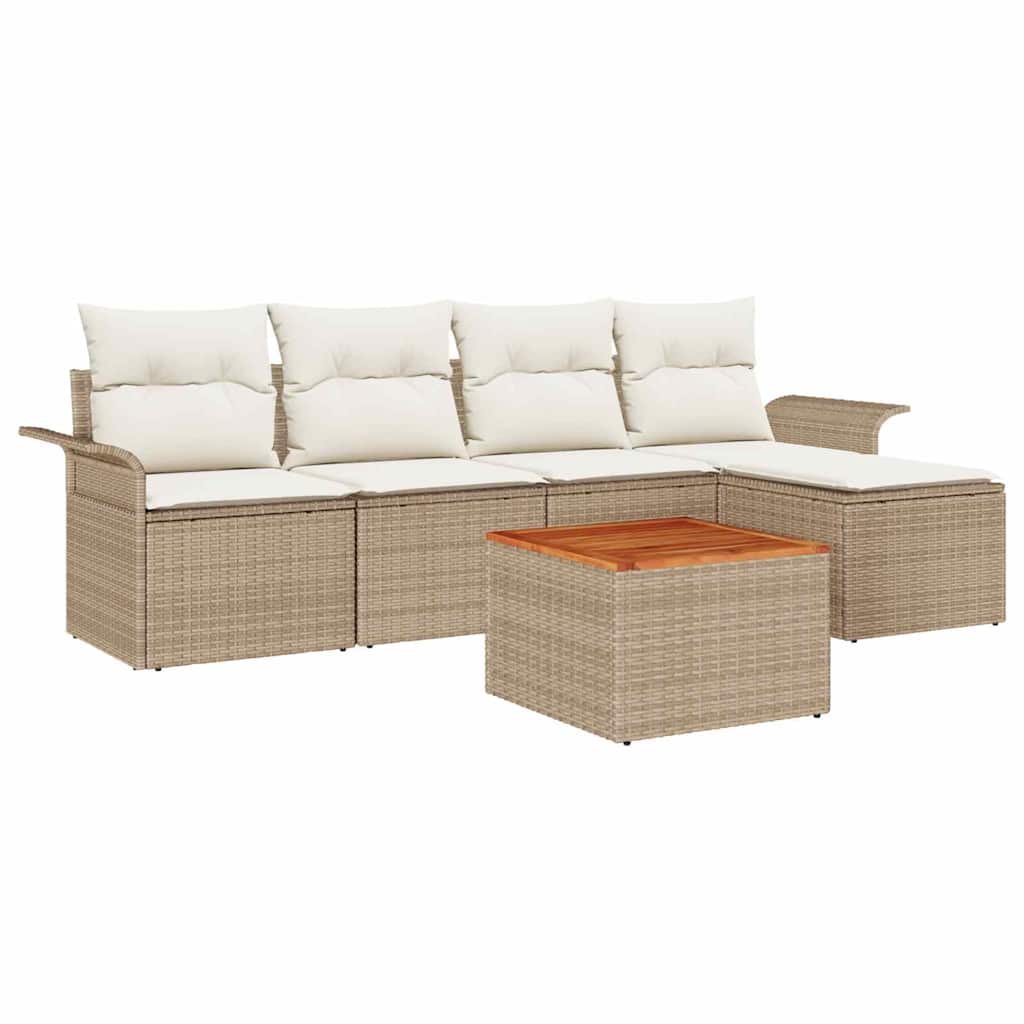 Gartensofa-set 6 stk. Beige und Creme Poly-Rattan