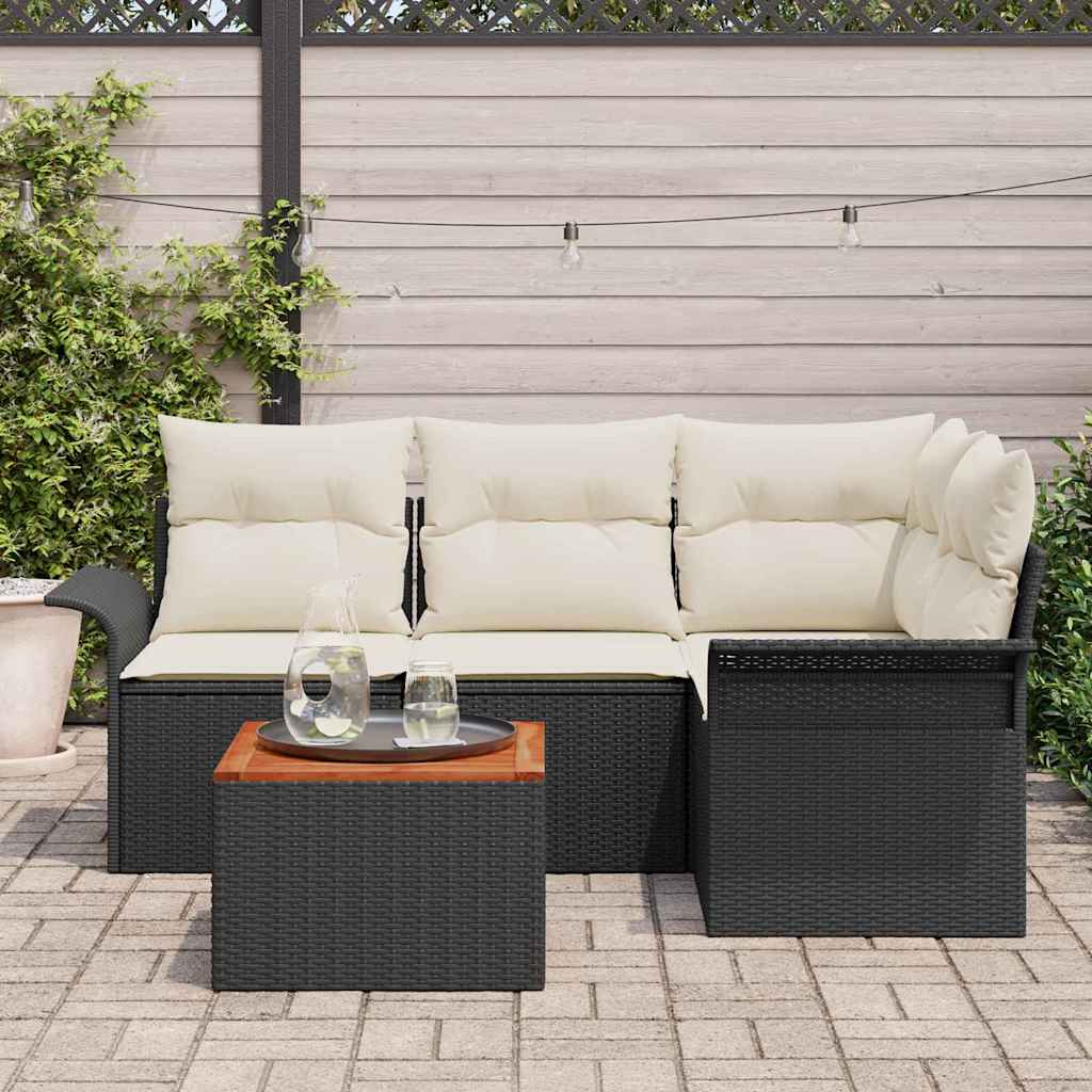 Gartensofa-set 5 stk. 4-Sitzanzahl Schwarz und Creme