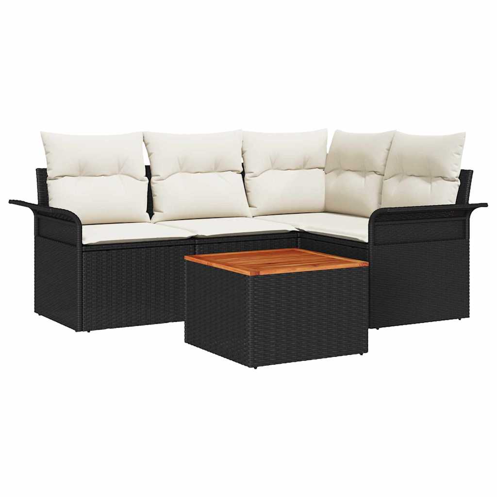 Gartensofa-set 5 stk. 4-Sitzanzahl Schwarz und Creme