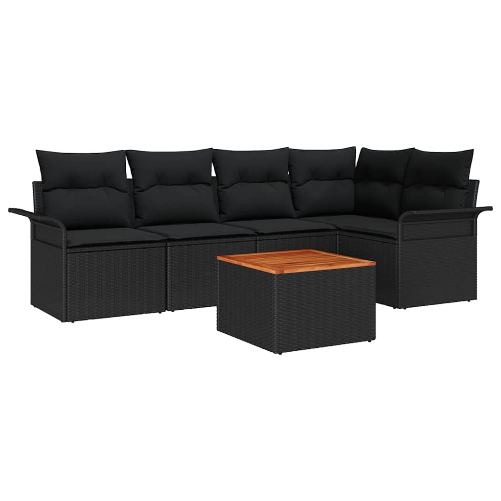 Gartensofa-set 6 stk. 5-Sitzanzahl Schwarz Poly-Rattan