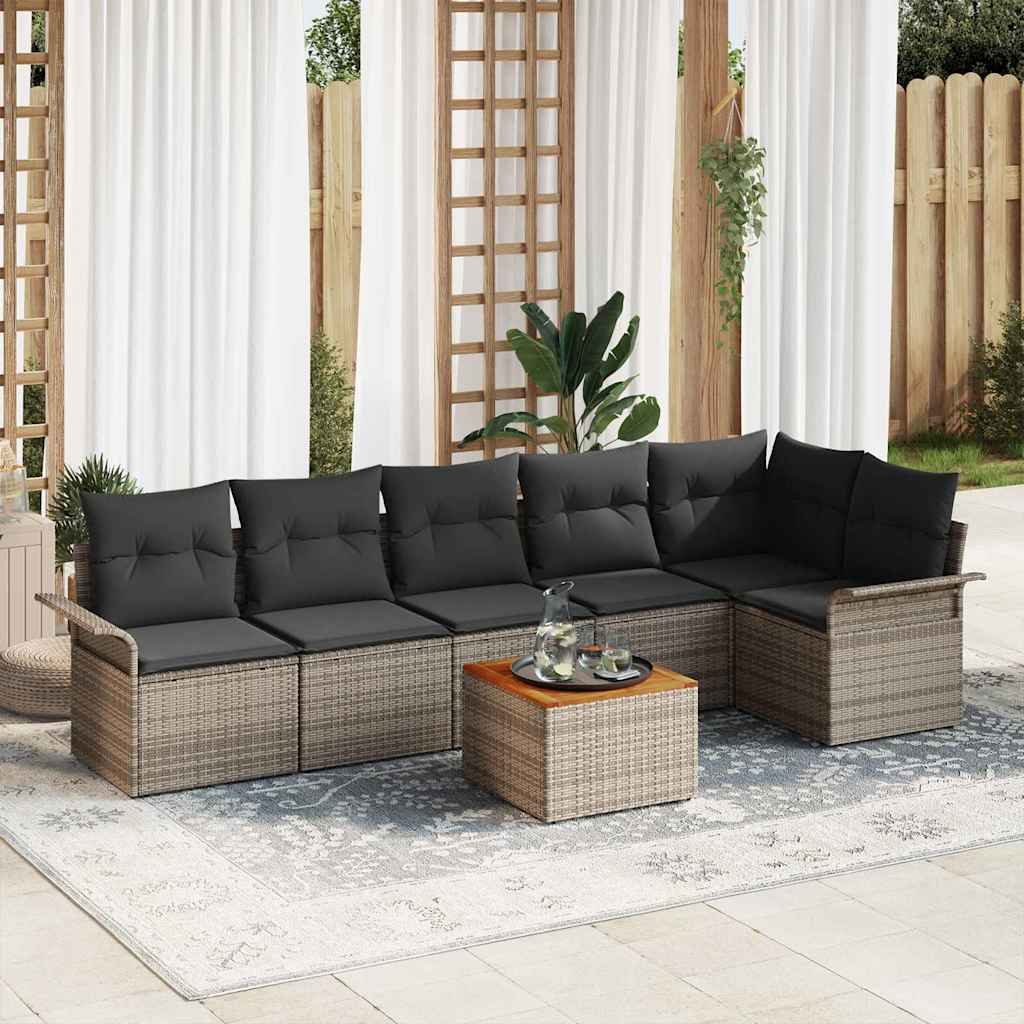 Gartensofa-set 7 stk. 6-Sitzanzahl Grau Poly-Rattan