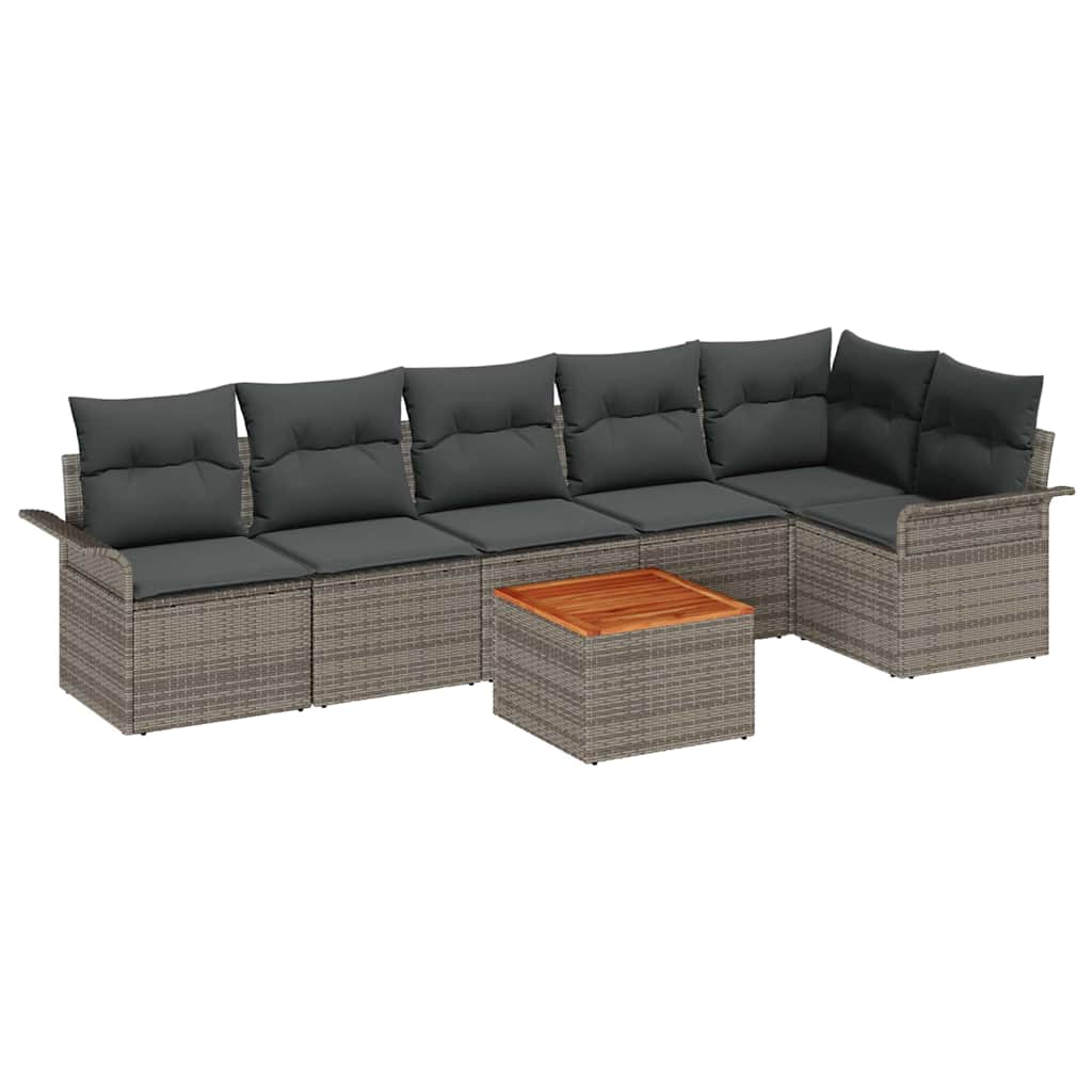 Gartensofa-set 7 stk. 6-Sitzanzahl Grau Poly-Rattan