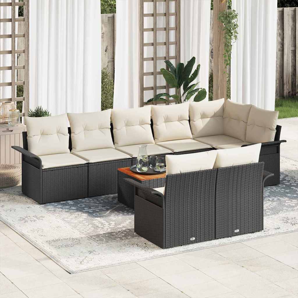 Gartensofa-set 9 stk. 8-Sitzanzahl Schwarz und Creme