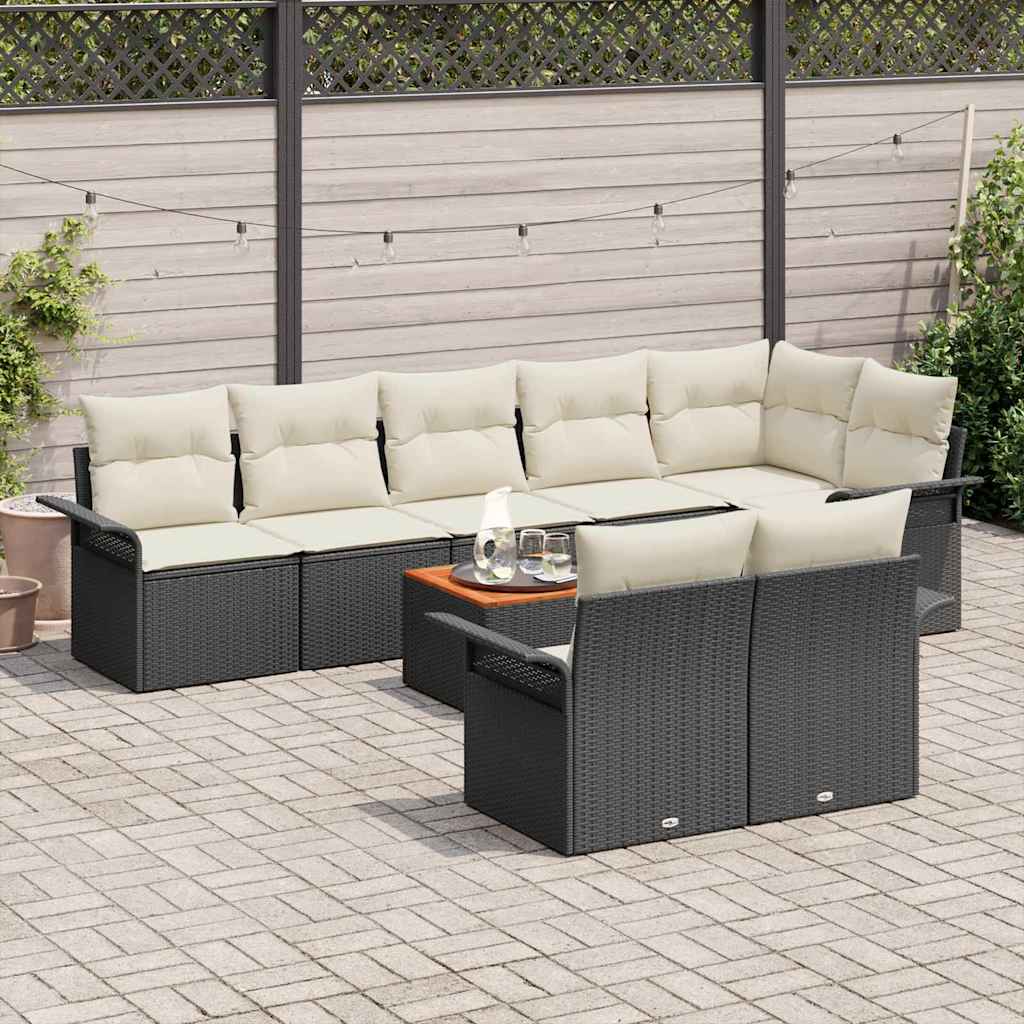 Gartensofa-set 9 stk. 8-Sitzanzahl Schwarz und Creme