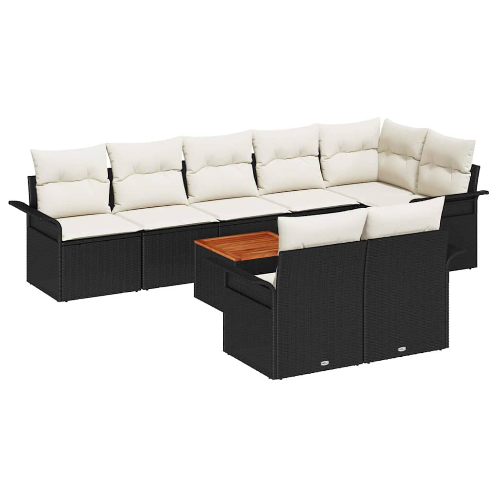 Gartensofa-set 9 stk. 8-Sitzanzahl Schwarz und Creme