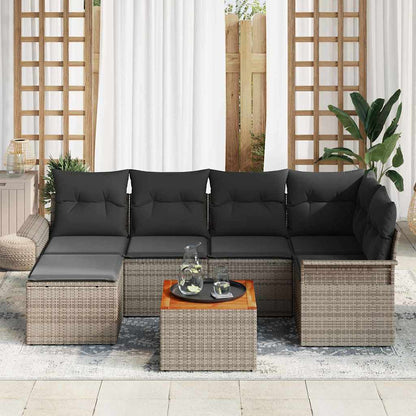 Gartensofa-set 7 stk. Grau Poly-Rattan