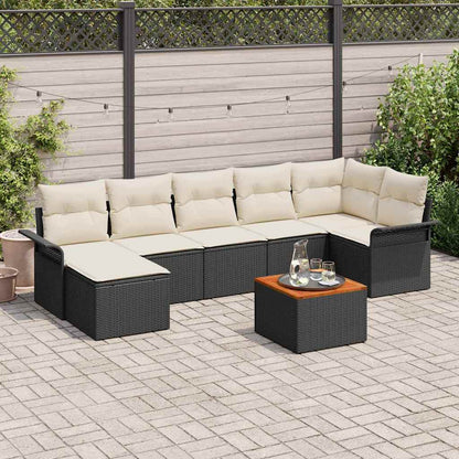 Gartensofa-set 8 stk. Schwarz und Creme Poly-Rattan
