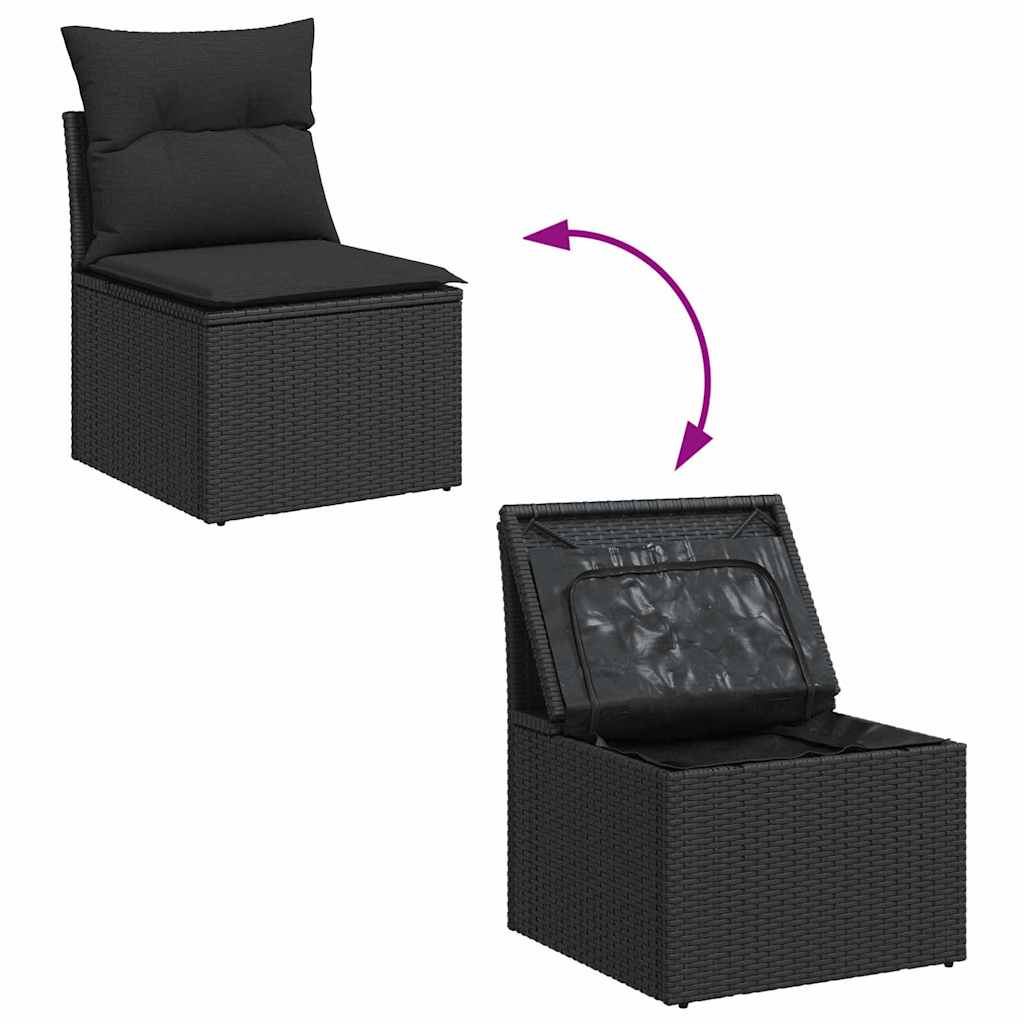 Gartensofa-set 9 stk. Schwarz Poly-Rattan