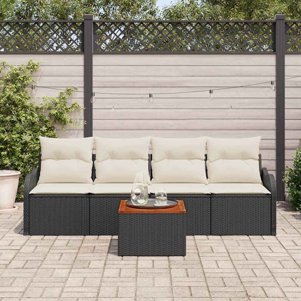 Gartensofa-set 5 stk. 4-Sitzanzahl Schwarz und Creme