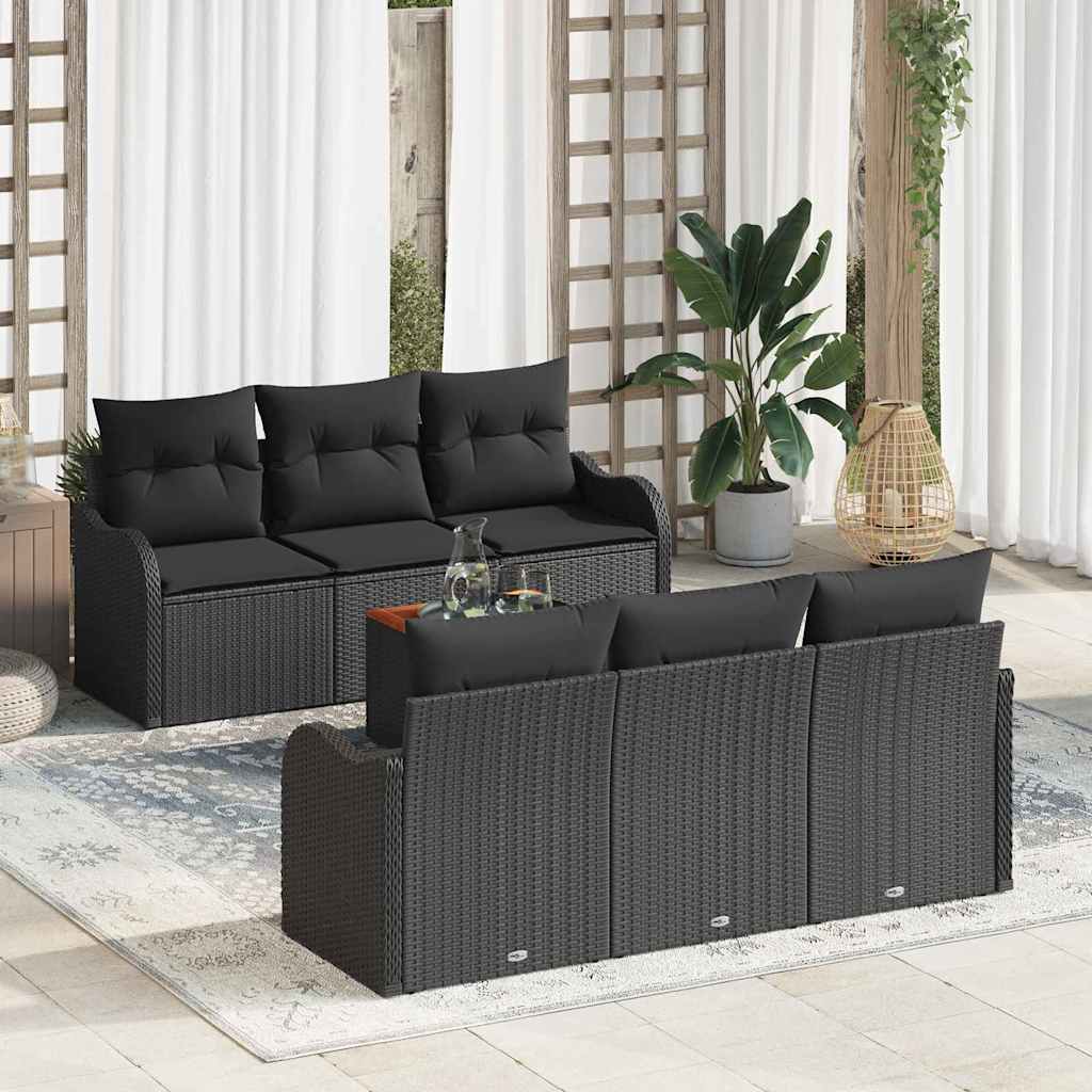 Gartensofa-set 7 stk. Schwarz Poly-Rattan