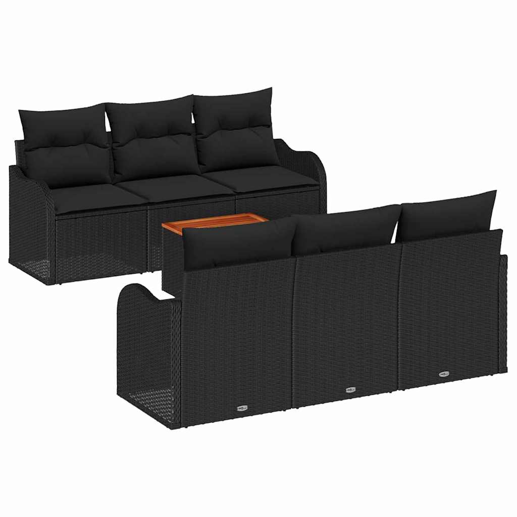 Gartensofa-set 7 stk. Schwarz Poly-Rattan