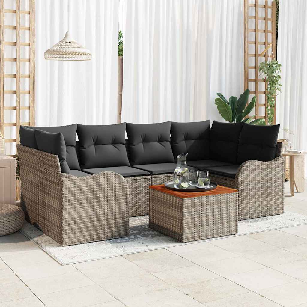 Gartensofa-set 7 Stk. Grau Poly-Rattan