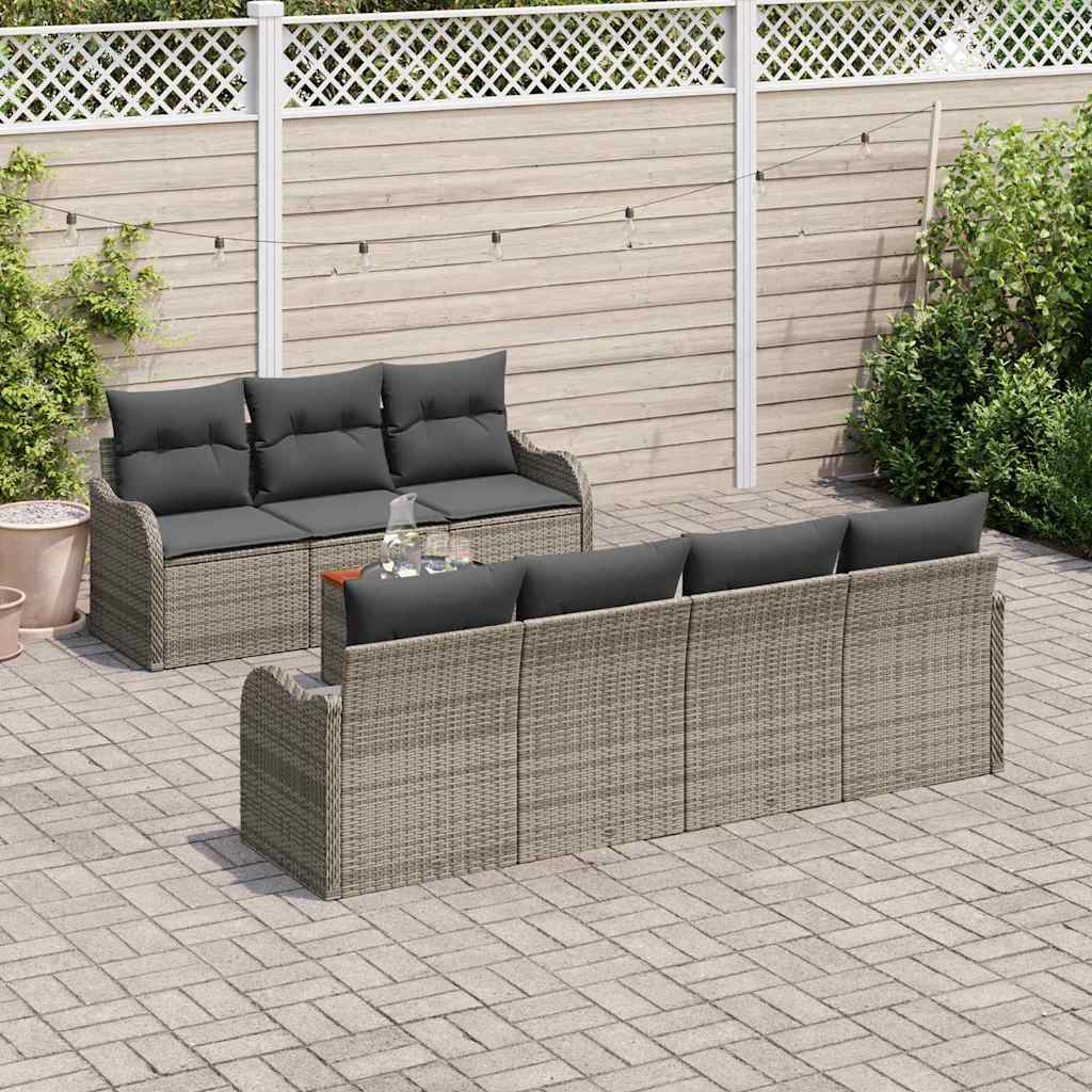Gartensofa-set 8 Stk. Grau Poly-Rattan