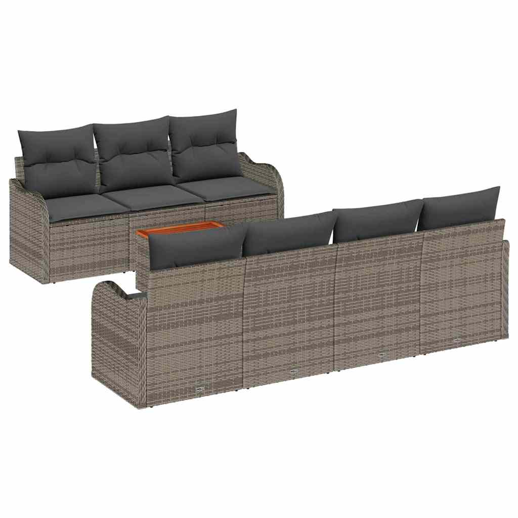 Gartensofa-set 8 Stk. Grau Poly-Rattan