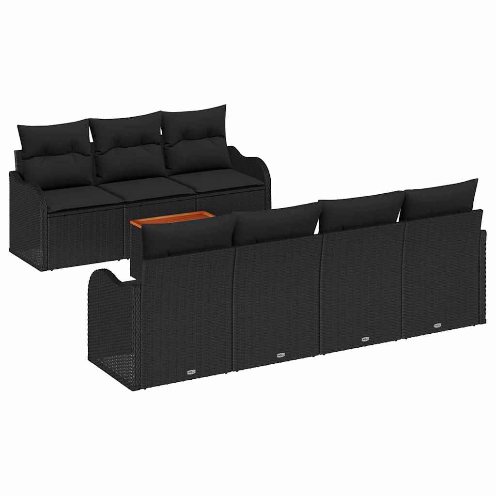 Gartensofa-set 8 Stk. Schwarz Poly-Rattan