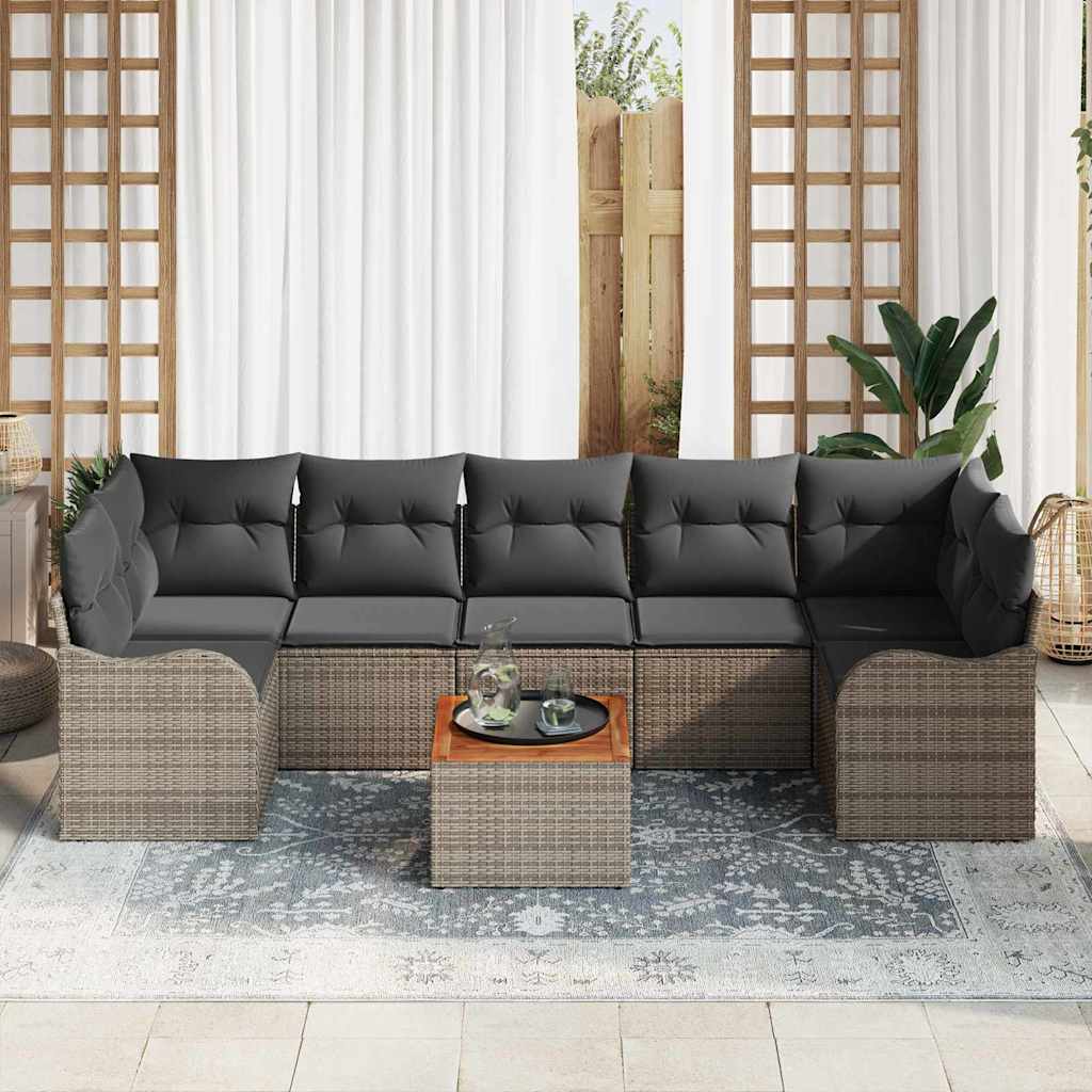 Gartensofa-set 8 Stk. Grau Poly-Rattan