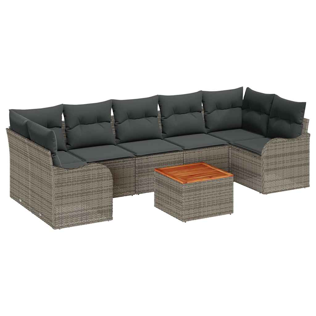 Gartensofa-set mit Speicher 8 pcs Grau Poly-Rattan