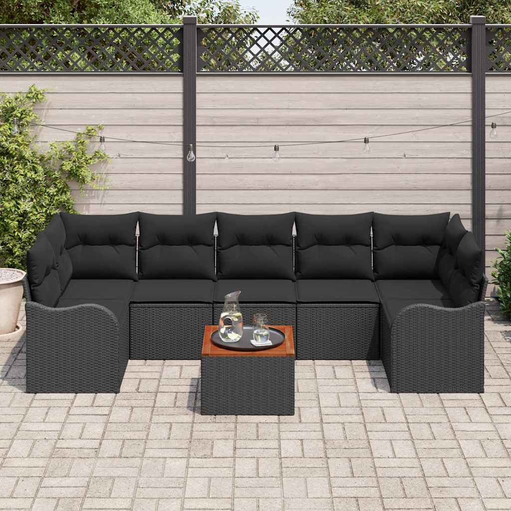 Gartensofa-set 8 stk. Schwarz Poly-Rattan