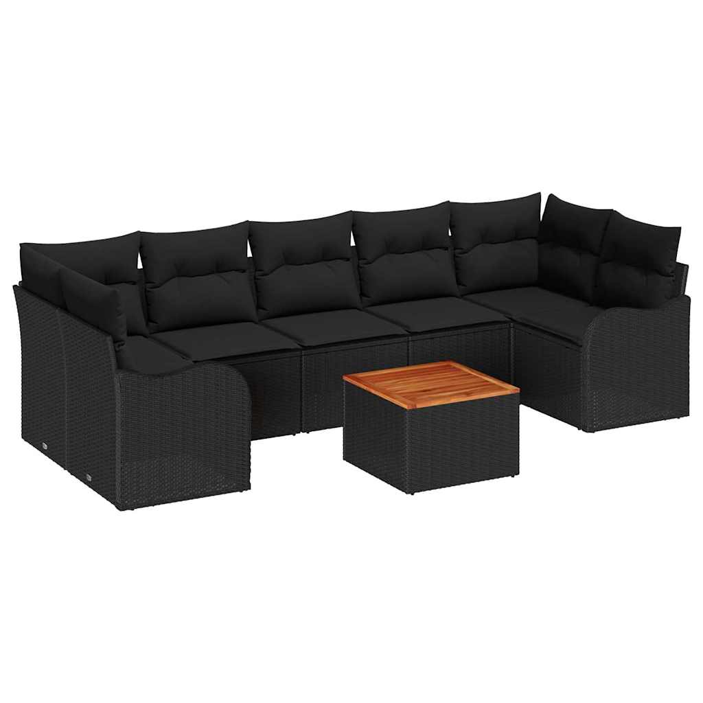 Gartensofa-set 8 stk. Schwarz Poly-Rattan