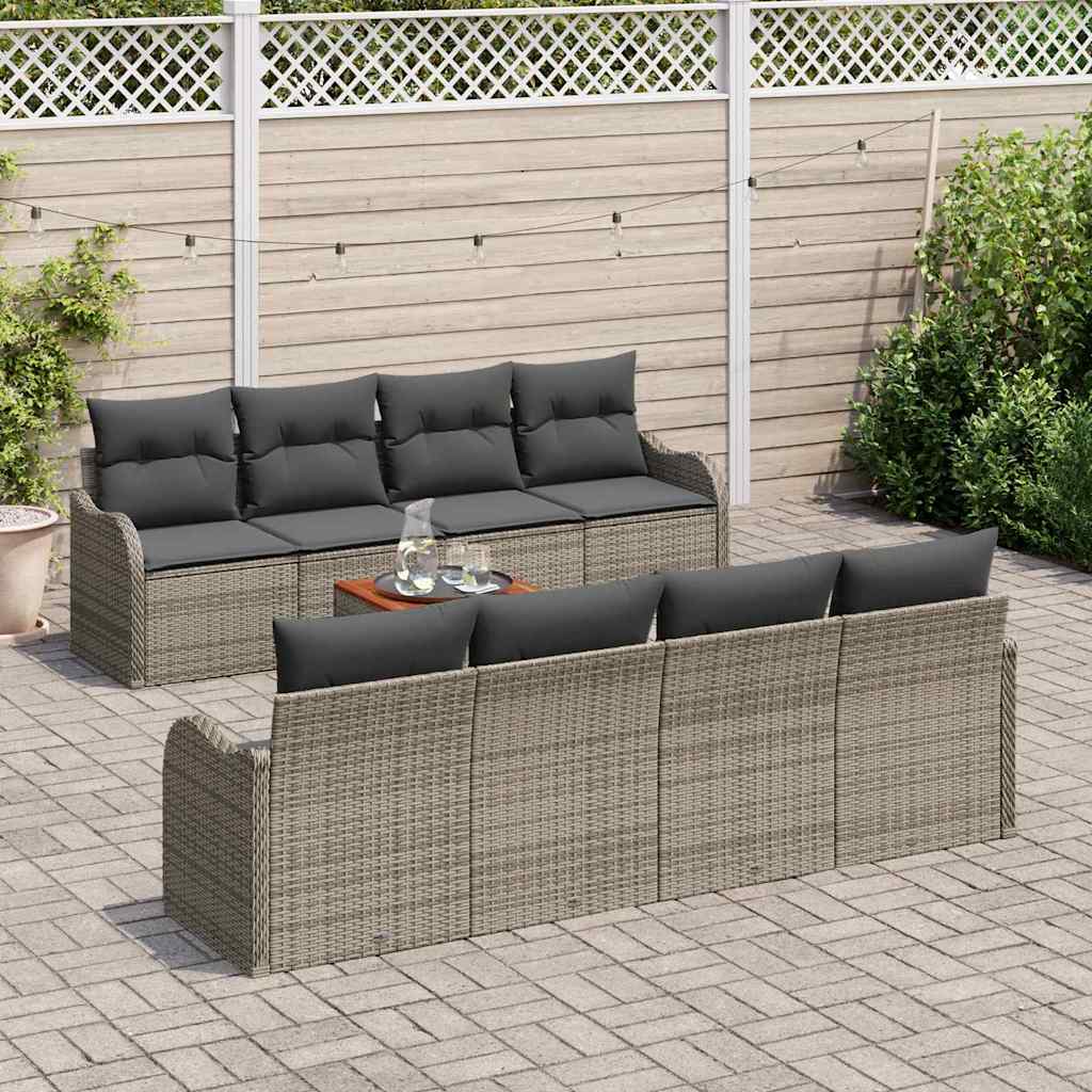 Gartensofa-set 9 Stk. Grau Poly-Rattan