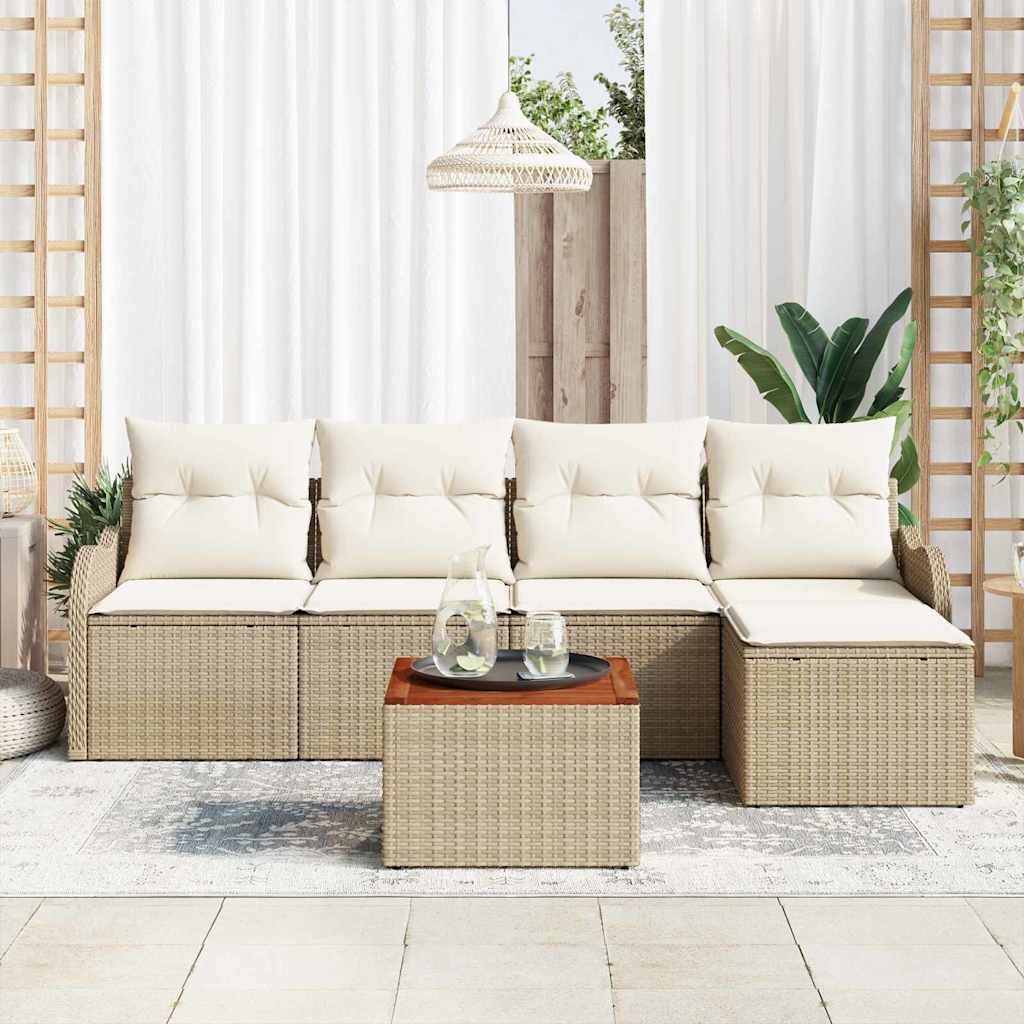 Gartensofa-set 6 stk. Beige und Creme Poly-Rattan