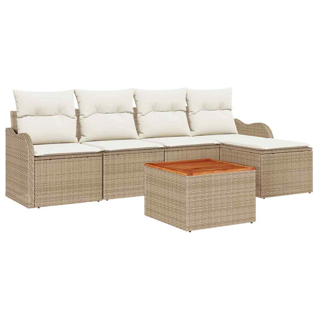 Gartensofa-set 6 stk. Beige und Creme Poly-Rattan