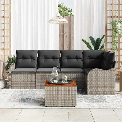 Gartensofa-set 6 stk. Grau Poly-Rattan