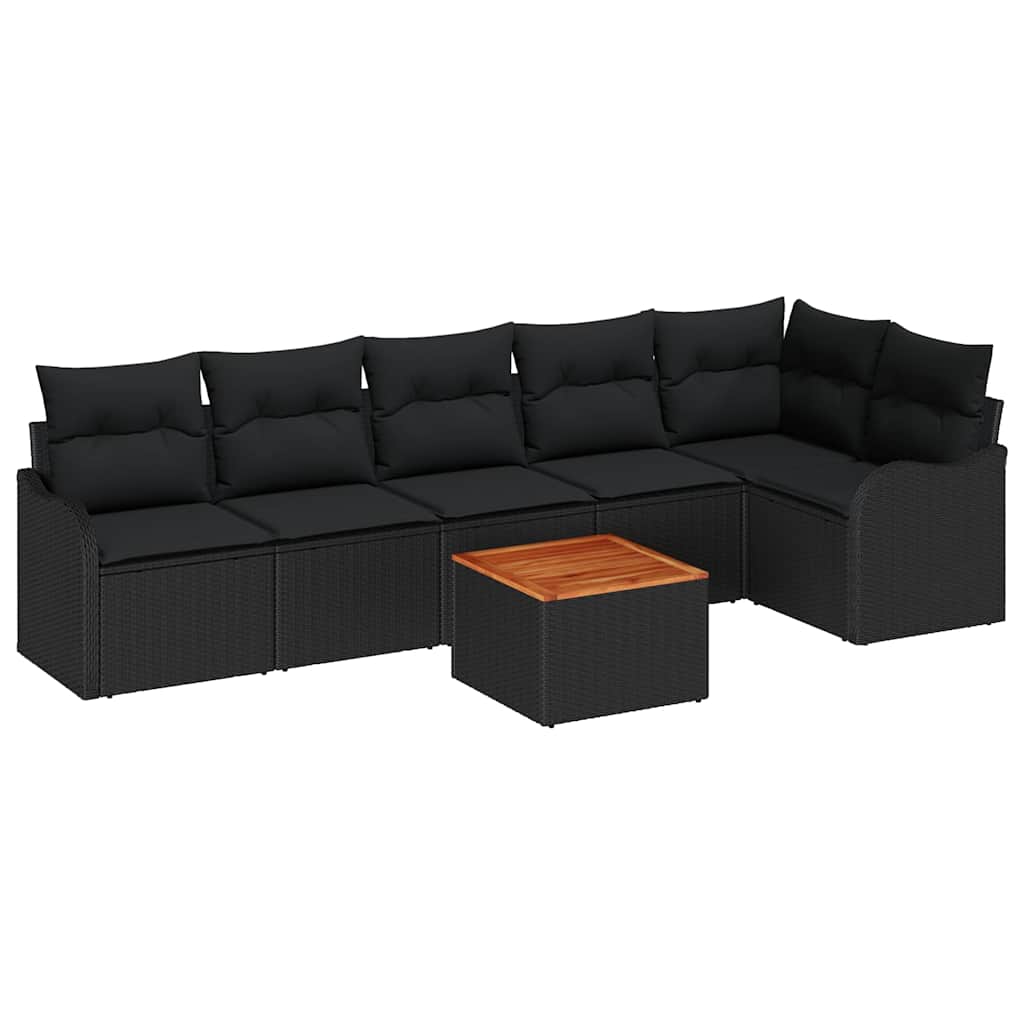 Gartensofa-set 7 stk. Schwarz Poly-Rattan
