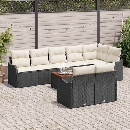 Gartensofa-set 9 stk. Schwarz und Creme Poly-Rattan