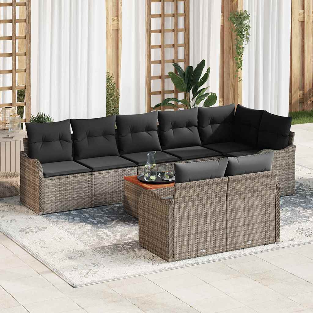 Gartensofa-set 9 stk. Grau Poly-Rattan