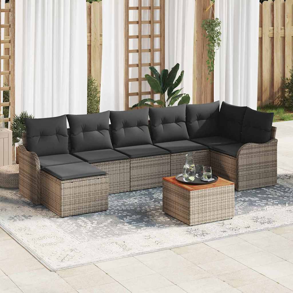 Gartensofa-set 8 stk. Grau Poly-Rattan