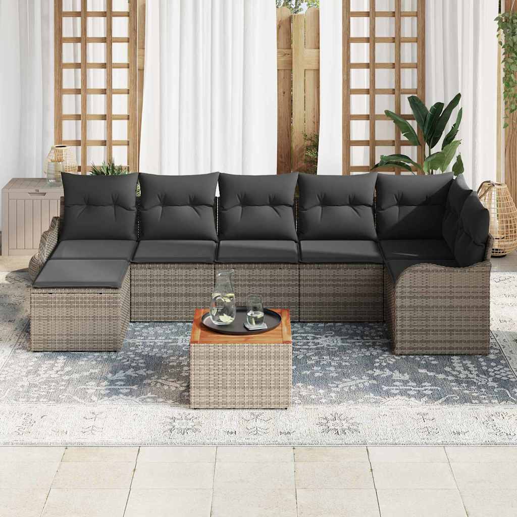 Gartensofa-set 8 stk. Grau Poly-Rattan